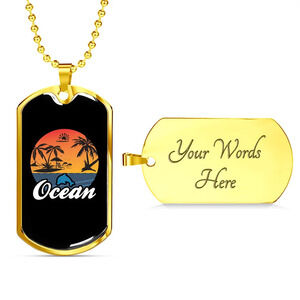 Camper Necklace Ocean Personalized Engraved Gold Dog Tag Necklace Custom Name D